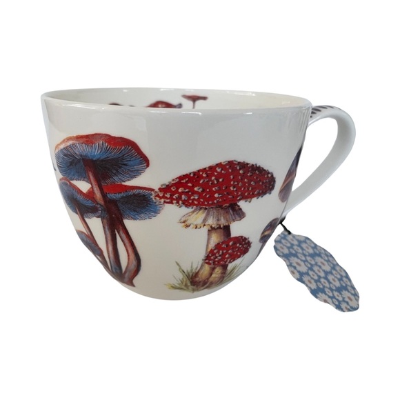 Mushroom Coffee Mugs Tea Cups Bluebird and Willow Bone China 4-pc - Picture 4 of 16